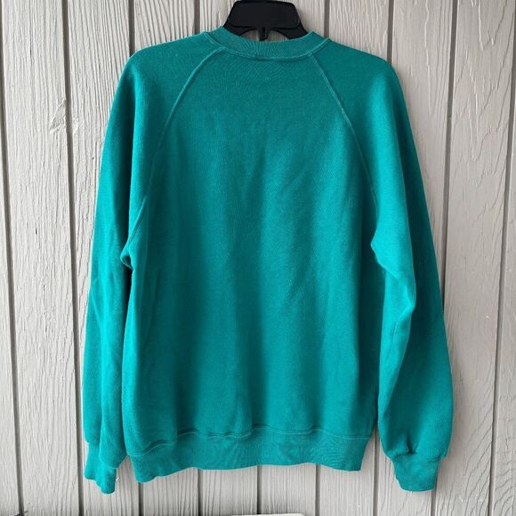 Vintage Jerzees Crewneck Sweatshirt XL Teal Made in USA Blank 80s 90s Y2K - Picture 8 of 8